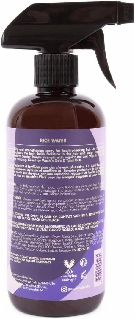 اسپری آب برنج As I Am - تقویت کننده و درمان بدون نیاز به آبکشی برای رشد مو 473 میلی لیتر