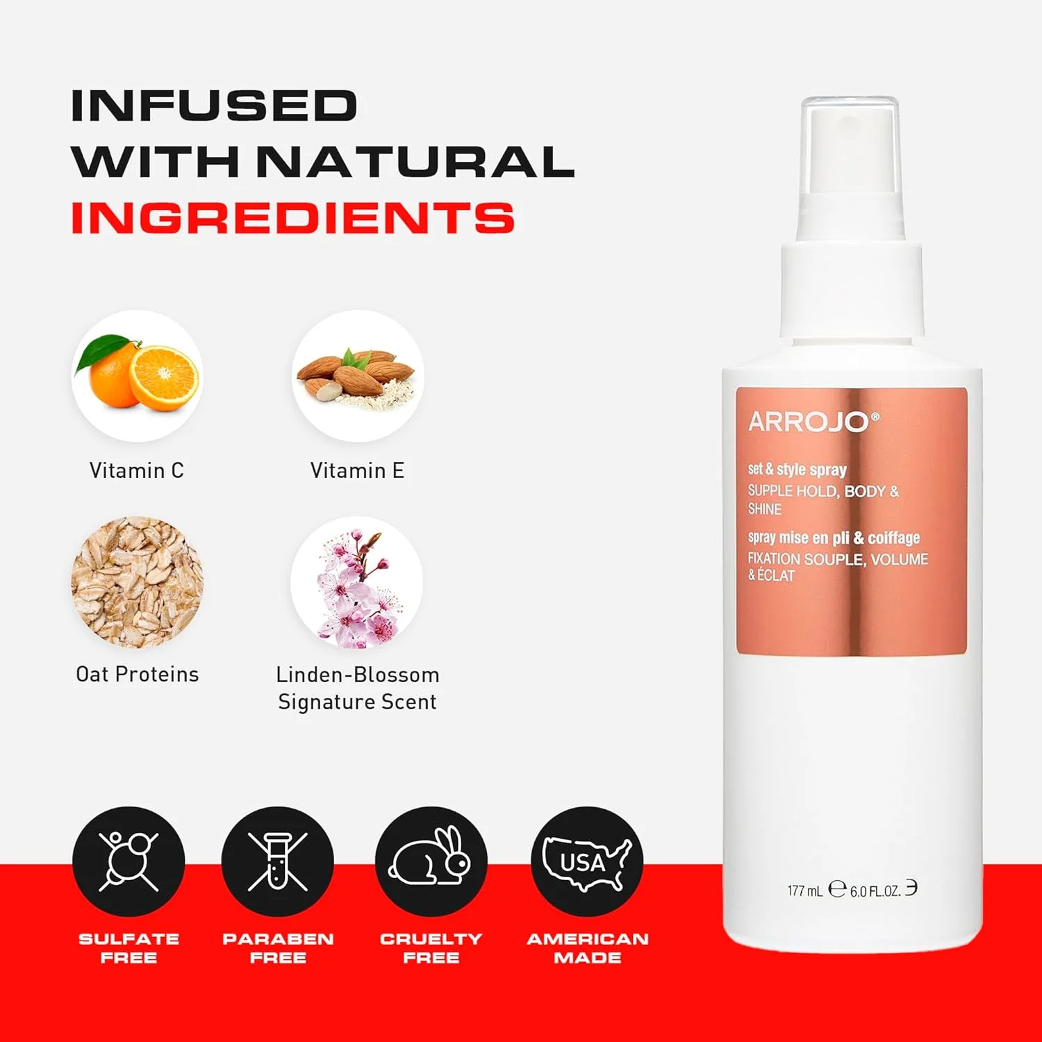 اسپری حالت دهنده و فرم دهنده مو آروژو، 177 میلی لیتر