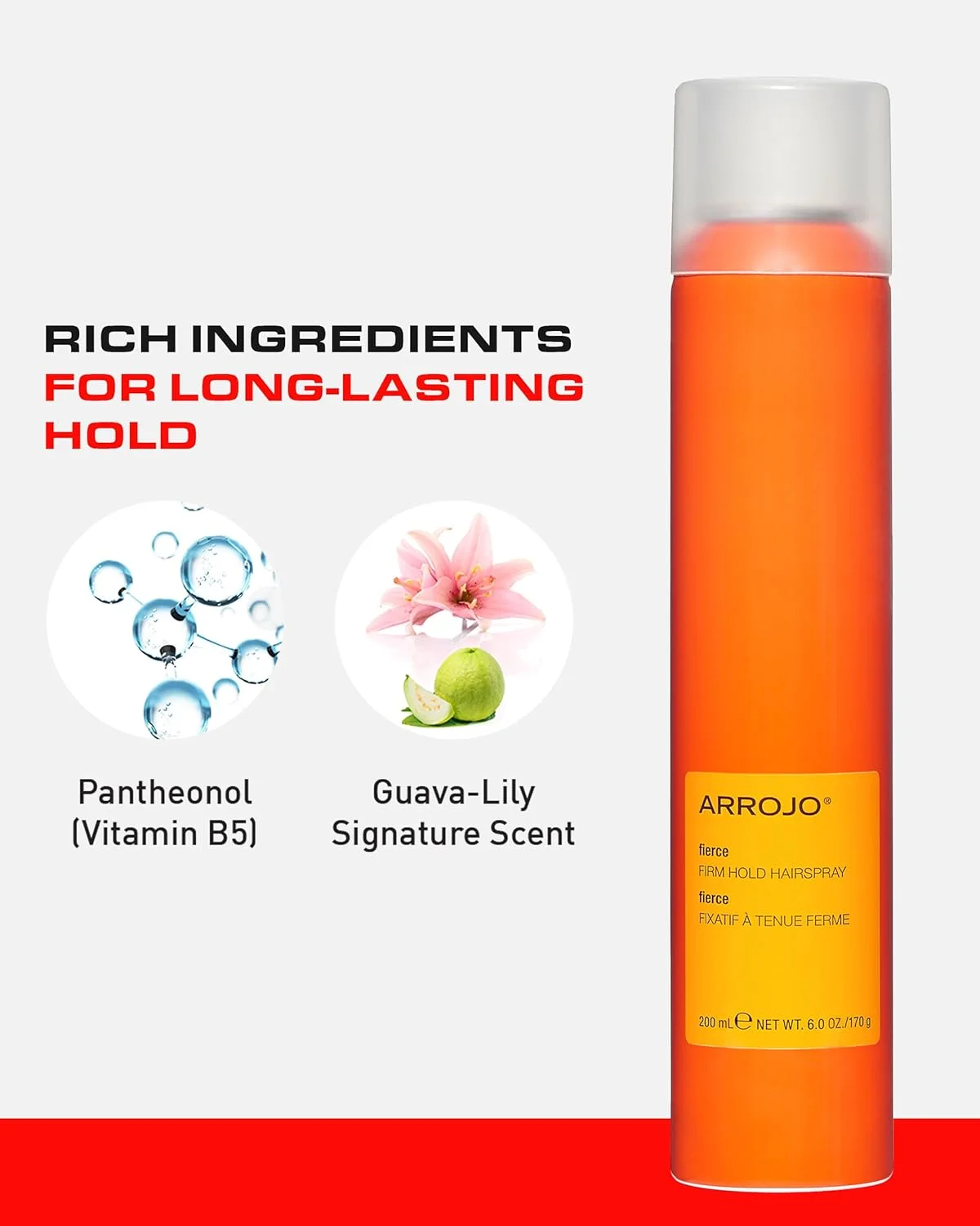 اسپری موی قوی Arrojo Fierce – بدون سولفات و پارابن – اسپری ضد رطوبت و براق کننده برای انواع مو، 177 میلی لیتر