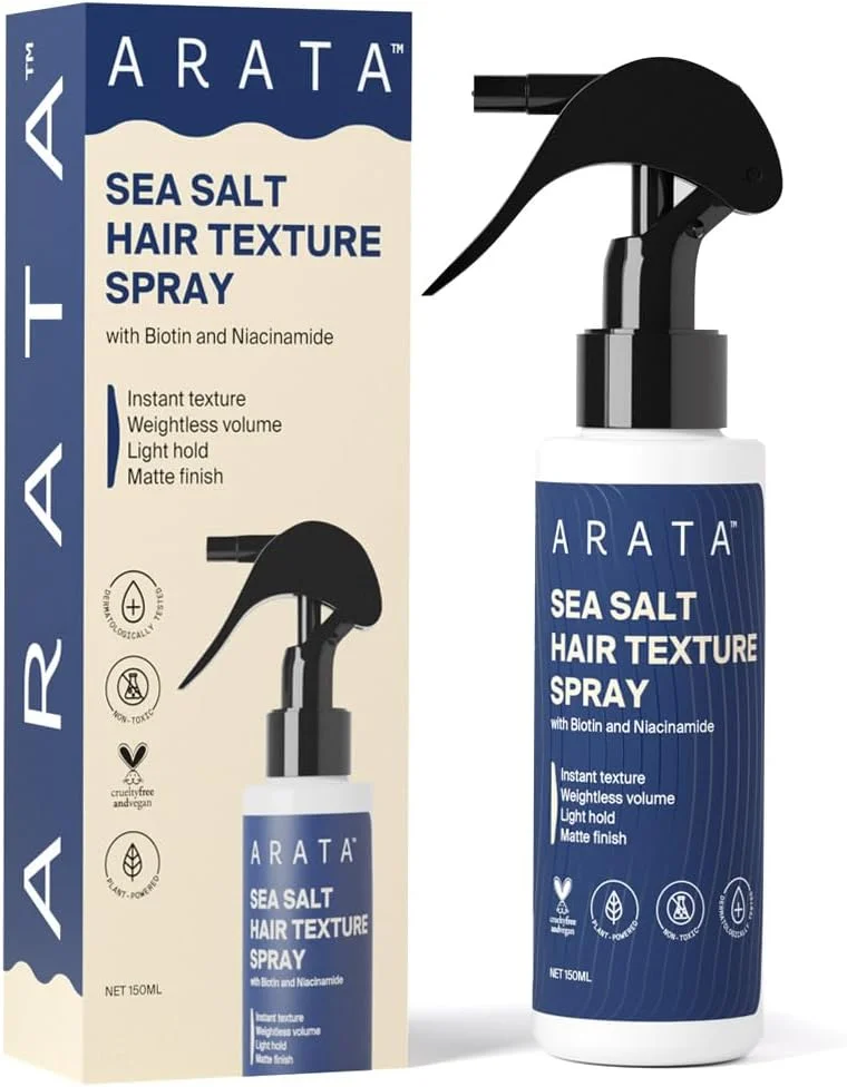 اسپری حجم دهنده مو با نمک دریایی آراتا - 150 میلی لیتر برای داشتن موهای ساحلی و موج های طبیعی | حجم و بافت به مو می بخشد بدون ایجاد حس خشکی | ساخته شده برای انواع مو با نمک دریایی، بیوتین و نیاسینامید اسپری حجم دهنده مو با نمک دریایی آراتا - 150 میلی لیتر برای داشتن موهای ساحلی و موج های طبیعی | حجم و بافت به مو می بخشد بدون ایجاد حس خشکی | ساخته شده برای انواع مو با نمک دریایی، بیوتین و نیاسینامید