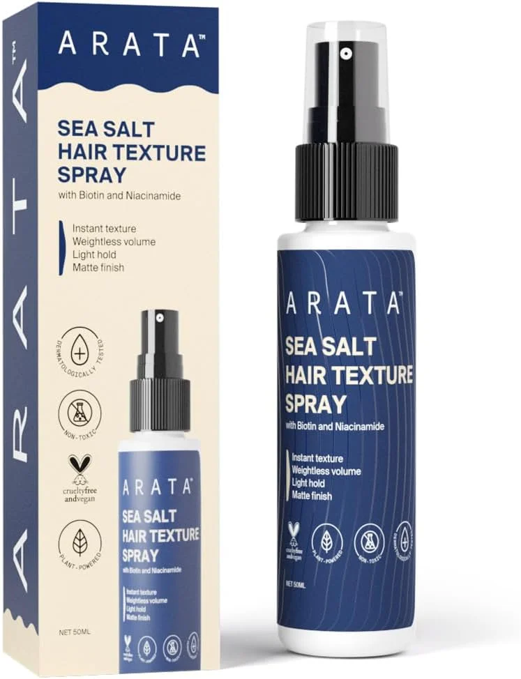 اسپری موی ضخیم کننده نمک دریایی آراتا (50 میلی لیتر) | غنی شده با نمک دریایی، بیوتین و نیاسینامید | برای موهای ضخیم تر و پرپشت تر فوری