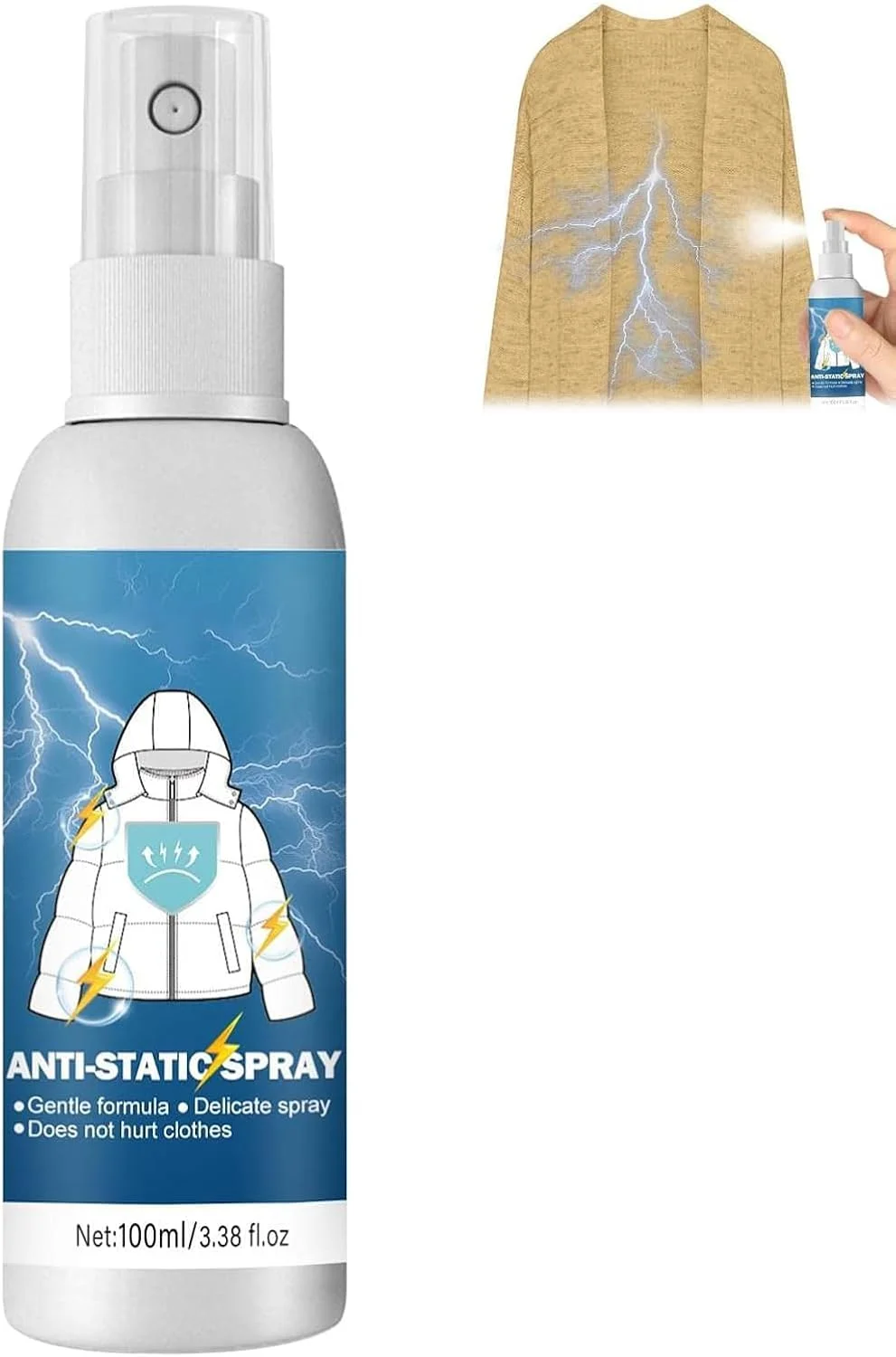 اسپری ضد الکتریسیته ساکن، اسپری ضد الکتریسیته ساکن برای لباس، اسپری ضد الکتریسیته ساکن 100 میلی لیتری برای پوشاک، پارچه، اسپری ضد الکتریسیته ساکن، اسپری مو برای کاهش الکتریسیته ساکن روی لباس، پارچه، خودرو