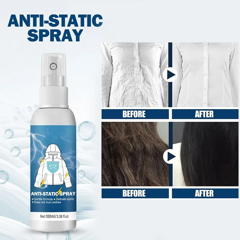 اسپری ضد الکتریسیته ساکن، اسپری ضد الکتریسیته ساکن برای لباس، اسپری ضد الکتریسیته ساکن 100 میلی لیتری برای پوشاک، پارچه، اسپری ضد الکتریسیته ساکن، اسپری مو برای کاهش الکتریسیته ساکن روی لباس، پارچه، خودرو
