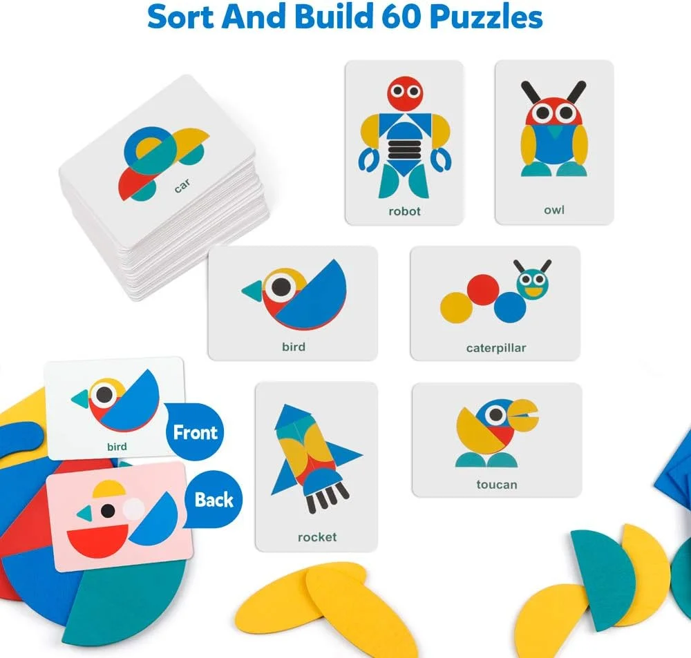 بلوک های طرح دار چوبی کوگام - مجموعه پازل اشکال تانگرام، بازی مرتب سازی رنگ ها، چیدن بلوک های چوبی، اره مویی حیوانات، اسباب بازی آموزشی مونته سوری، تقویت کننده مغز، هدیه STEM برای کودکان 3، 4 و 5 ساله (60 کارت الگو) بلوک های طرح دار چوبی کوگام - مجموعه پازل اشکال تانگرام، بازی مرتب سازی رنگ ها، چیدن بلوک های چوبی، اره مویی حیوانات، اسباب بازی آموزشی مونته سوری، تقویت کننده مغز، هدیه STEM برای کودکان 3، 4 و 5 ساله (60 کارت الگو)