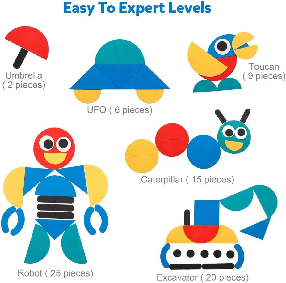 بلوک های طرح دار چوبی کوگام - مجموعه پازل اشکال تانگرام، بازی مرتب سازی رنگ ها، چیدن بلوک های چوبی، اره مویی حیوانات، اسباب بازی آموزشی مونته سوری، تقویت کننده مغز، هدیه STEM برای کودکان 3، 4 و 5 ساله (60 کارت الگو) بلوک های طرح دار چوبی کوگام - مجموعه پازل اشکال تانگرام، بازی مرتب سازی رنگ ها، چیدن بلوک های چوبی، اره مویی حیوانات، اسباب بازی آموزشی مونته سوری، تقویت کننده مغز، هدیه STEM برای کودکان 3، 4 و 5 ساله (60 کارت الگو)