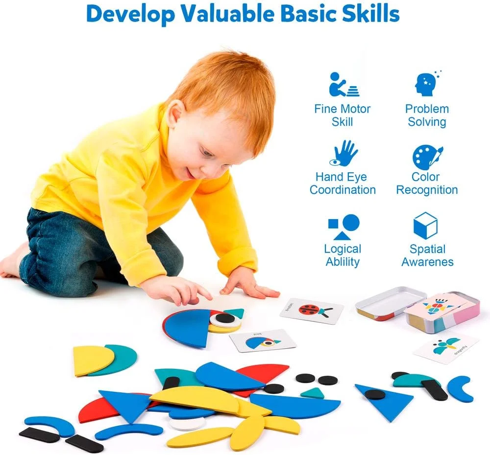 بلوک های طرح دار چوبی کوگام - مجموعه پازل اشکال تانگرام، بازی مرتب سازی رنگ ها، چیدن بلوک های چوبی، اره مویی حیوانات، اسباب بازی آموزشی مونته سوری، تقویت کننده مغز، هدیه STEM برای کودکان 3، 4 و 5 ساله (60 کارت الگو) بلوک های طرح دار چوبی کوگام - مجموعه پازل اشکال تانگرام، بازی مرتب سازی رنگ ها، چیدن بلوک های چوبی، اره مویی حیوانات، اسباب بازی آموزشی مونته سوری، تقویت کننده مغز، هدیه STEM برای کودکان 3، 4 و 5 ساله (60 کارت الگو)