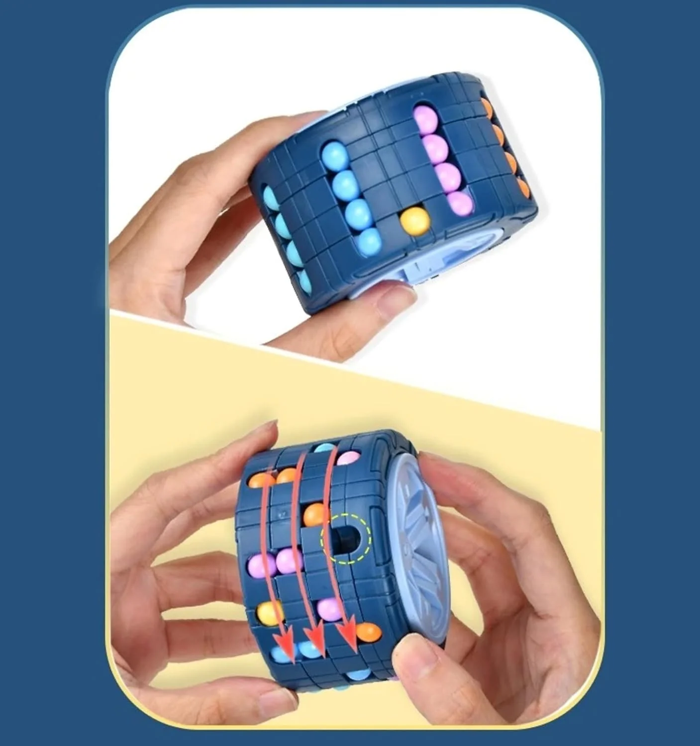 اسباب بازی مکعب استوانه ای سه بعدی - پازل کشویی چرخان ژیروسکوپ لوبیا جادویی (قرمز، آبی، مشکی) اسباب بازی مکعب استوانه ای سه بعدی - پازل کشویی چرخان ژیروسکوپ لوبیا جادویی (قرمز، آبی، مشکی)