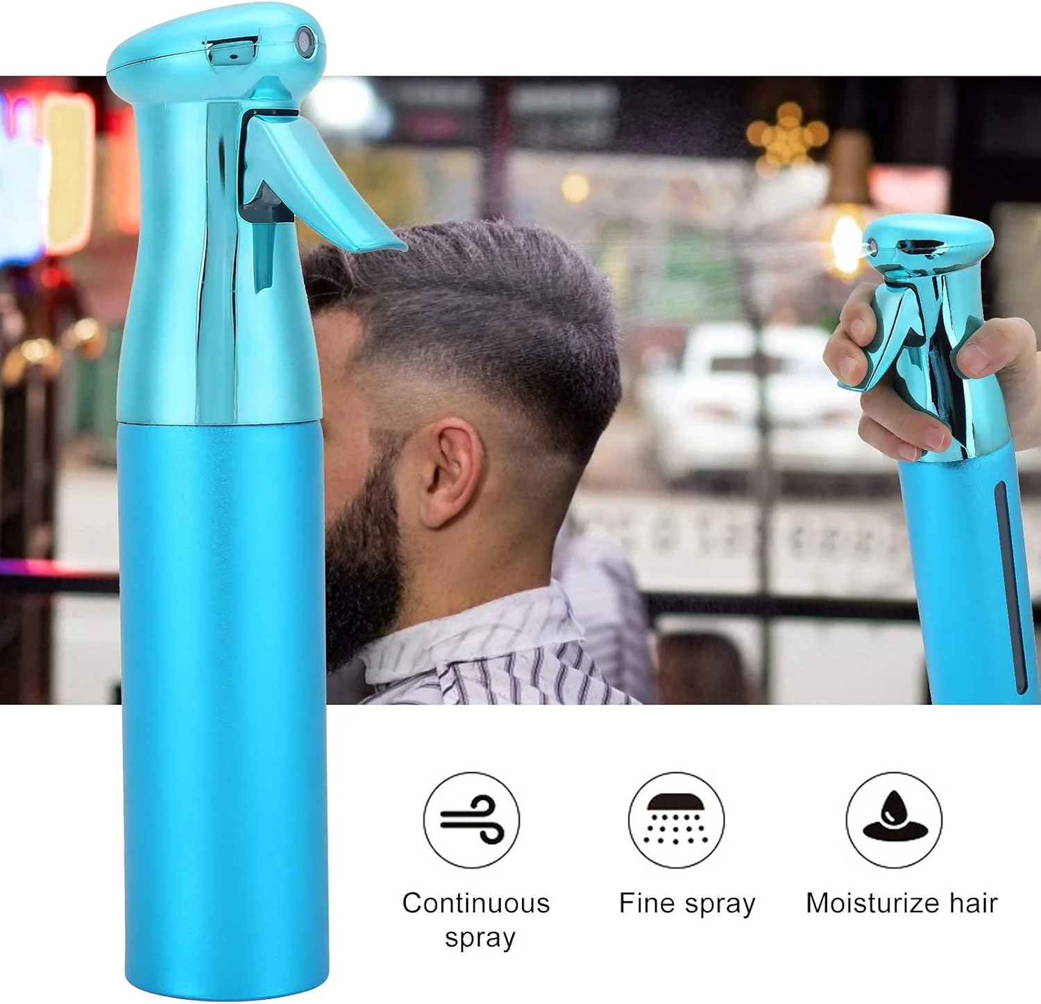 بطری اسپری مو 250 میلی لیتری، بطری اسپری آب پیوسته با غبار ریز آلومینیومی قابل شارژ برای آرایش مو، سالن، نظافت، گیاهان، اتو کردن