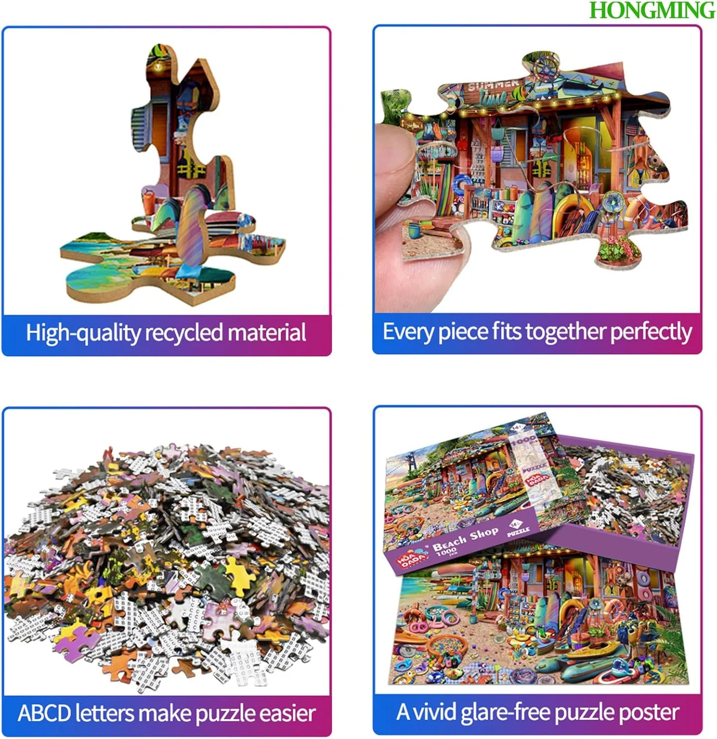 پازل اره‌مویی DAYONG، پازل دونات 1000 تکه برای بزرگسالان، نوجوانان و کودکان، اسباب‌بازی‌ها و بازی‌های چالش پازل، پازل خانوادگی با حروف در پشت