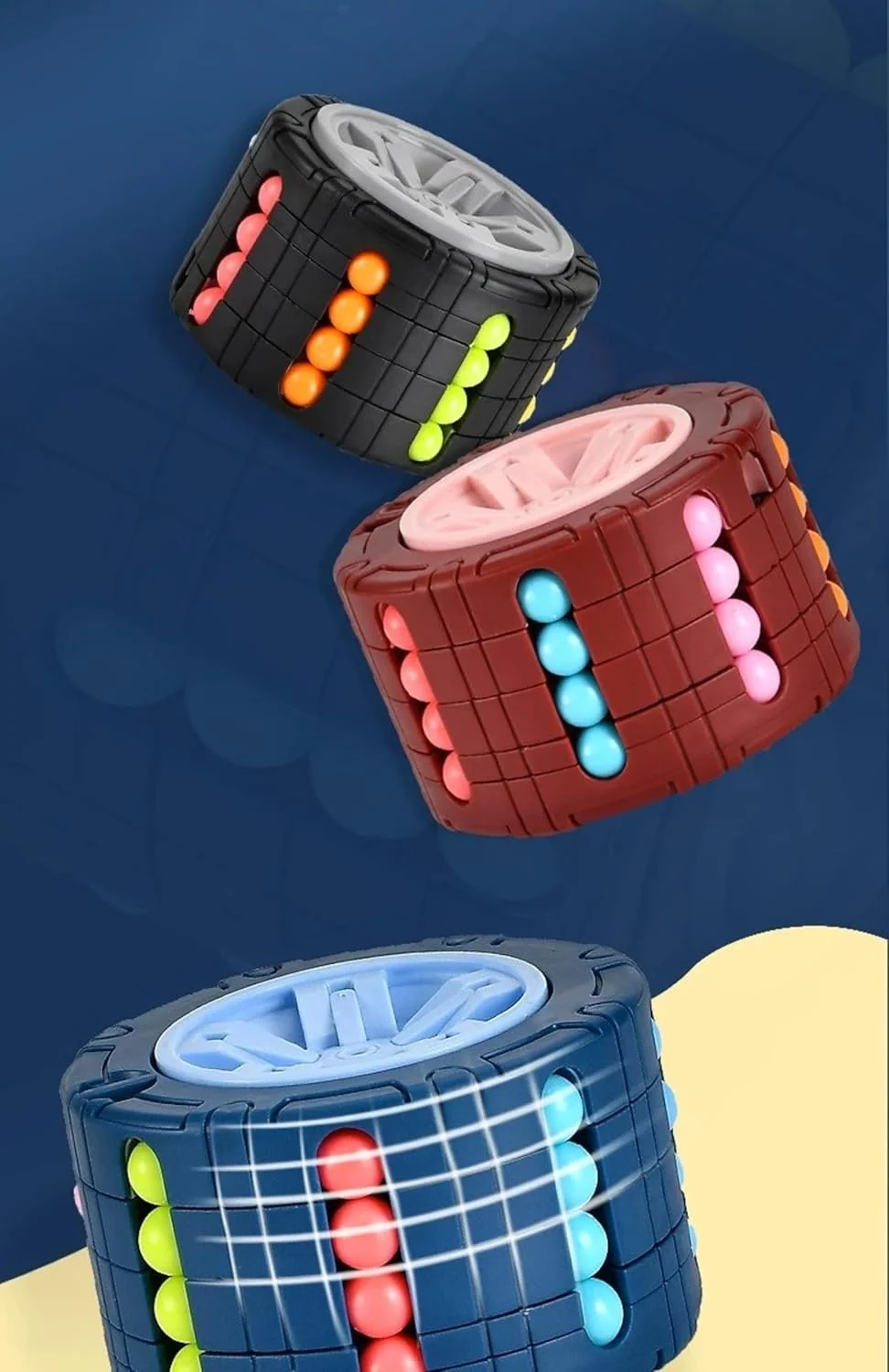 اسباب بازی مکعب استوانه ای سه بعدی - پازل کشویی چرخان ژیروسکوپ لوبیا جادویی (قرمز، آبی، مشکی) اسباب بازی مکعب استوانه ای سه بعدی - پازل کشویی چرخان ژیروسکوپ لوبیا جادویی (قرمز، آبی، مشکی)