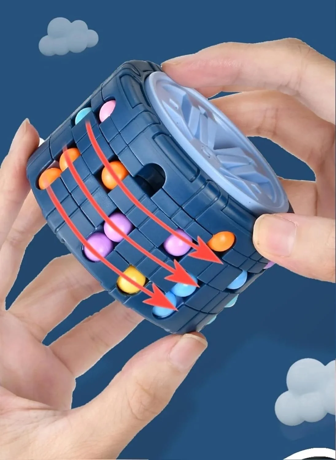 اسباب بازی مکعب استوانه ای سه بعدی - پازل کشویی چرخان ژیروسکوپ لوبیا جادویی (قرمز، آبی، مشکی) اسباب بازی مکعب استوانه ای سه بعدی - پازل کشویی چرخان ژیروسکوپ لوبیا جادویی (قرمز، آبی، مشکی)