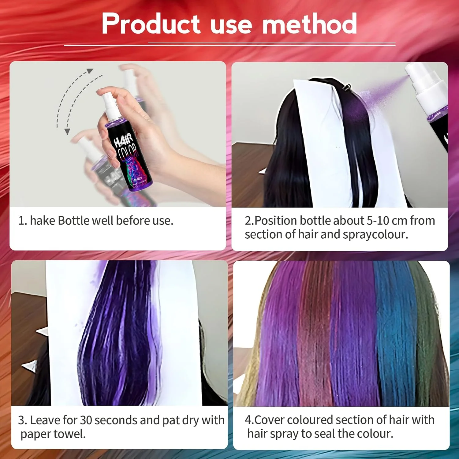 اسپری رنگ موی موقت آلونی 3 رنگ برای کودکان - رنگ موی قابل شستشو برای Cosplay، جشن، مهمانی، کریسمس، هالووین - آبی، قابل شستشو