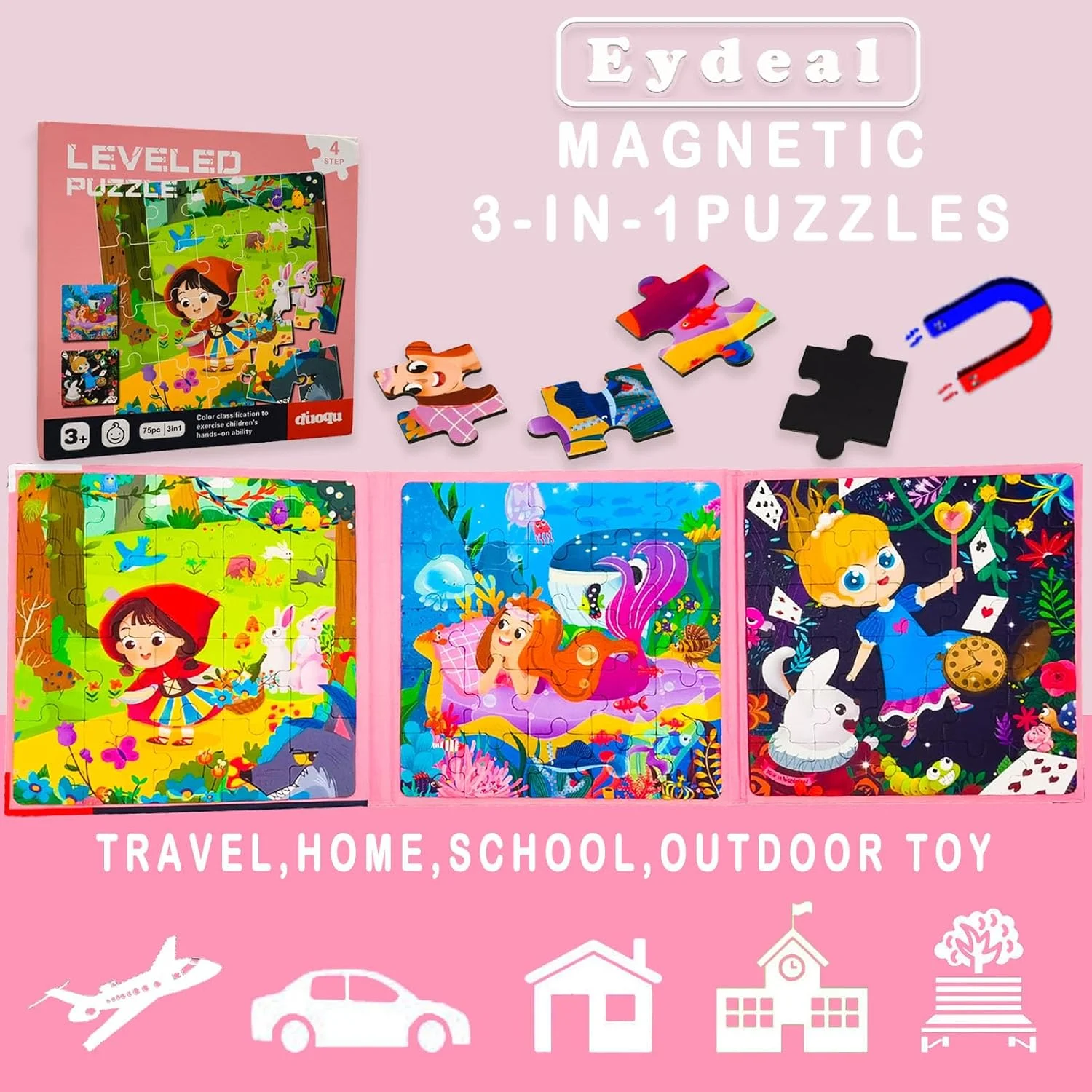 پازل های مغناطیسی Eydeal، اسباب بازی های مسافرتی برای کودکان 3، 4 و 5 ساله، بازی های ماشینی، کتاب های آهنربایی، هدیه تولد دخترانه، داستان پری دریایی پازل های مغناطیسی Eydeal، اسباب بازی های مسافرتی برای کودکان 3، 4 و 5 ساله، بازی های ماشینی، کتاب های آهنربایی، هدیه تولد دخترانه، داستان پری دریایی