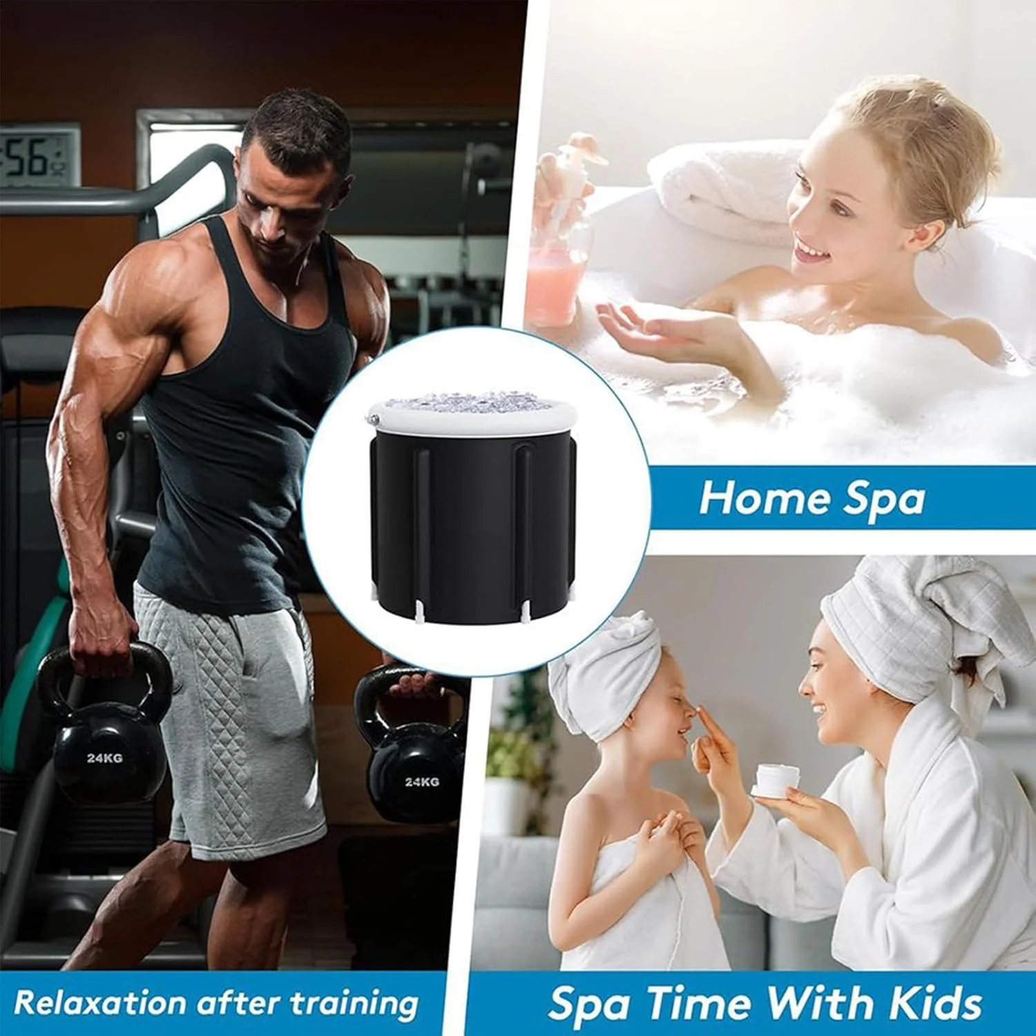 وان تاشو، وان تاشو یخی غیر بادی | سبد ضد نشت وان بزرگ برای سفر ساحلی حیاط خلوت باغ خانوادگی پاسیو مسافرت خانه کمپینگ حمام