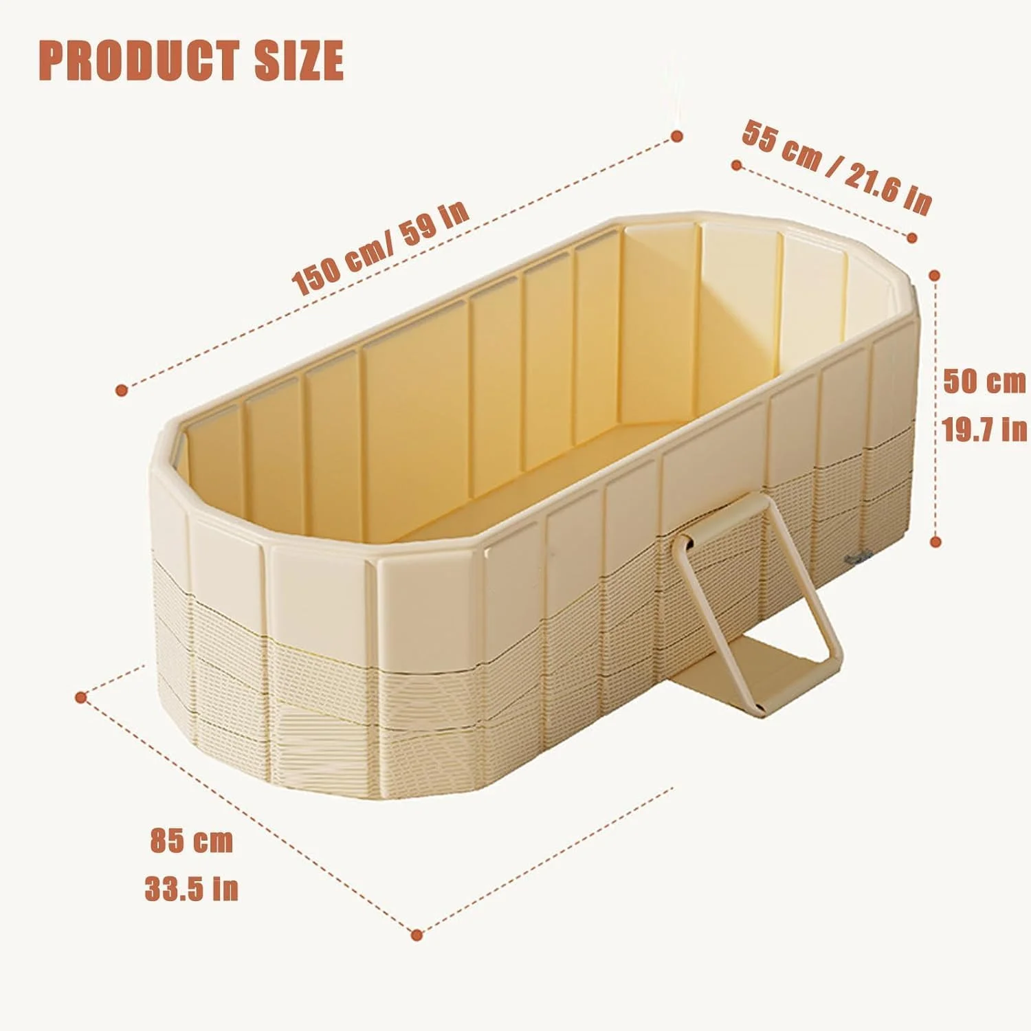 وان حمام تاشو ایستاده - وان تاشو بزرگ 150 سانتی متری قابل حمل برای بزرگسالان، ایده آل برای فضاهای کوچک و اسپا حمام، وان حمام تاشو سریع و آسان برای دوش