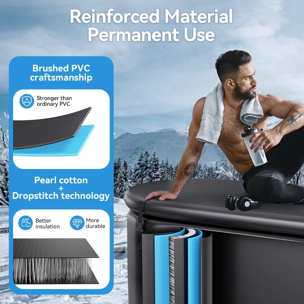 حوضچه یخ بینسر برای ورزشکاران سایز خیلی بزرگ - حوضچه آب سرد 600 لیتری، سازگار با چیلر آب، مناسب برای سرما درمانی و ریکاوری به همراه درب حرارتی عایق، قابل حمل، بادی، مناسب فضای باز حوضچه یخ بینسر برای ورزشکاران سایز خیلی بزرگ - حوضچه آب سرد 600 لیتری، سازگار با چیلر آب، مناسب برای سرما درمانی و ریکاوری به همراه درب حرارتی عایق، قابل حمل، بادی، مناسب فضای باز