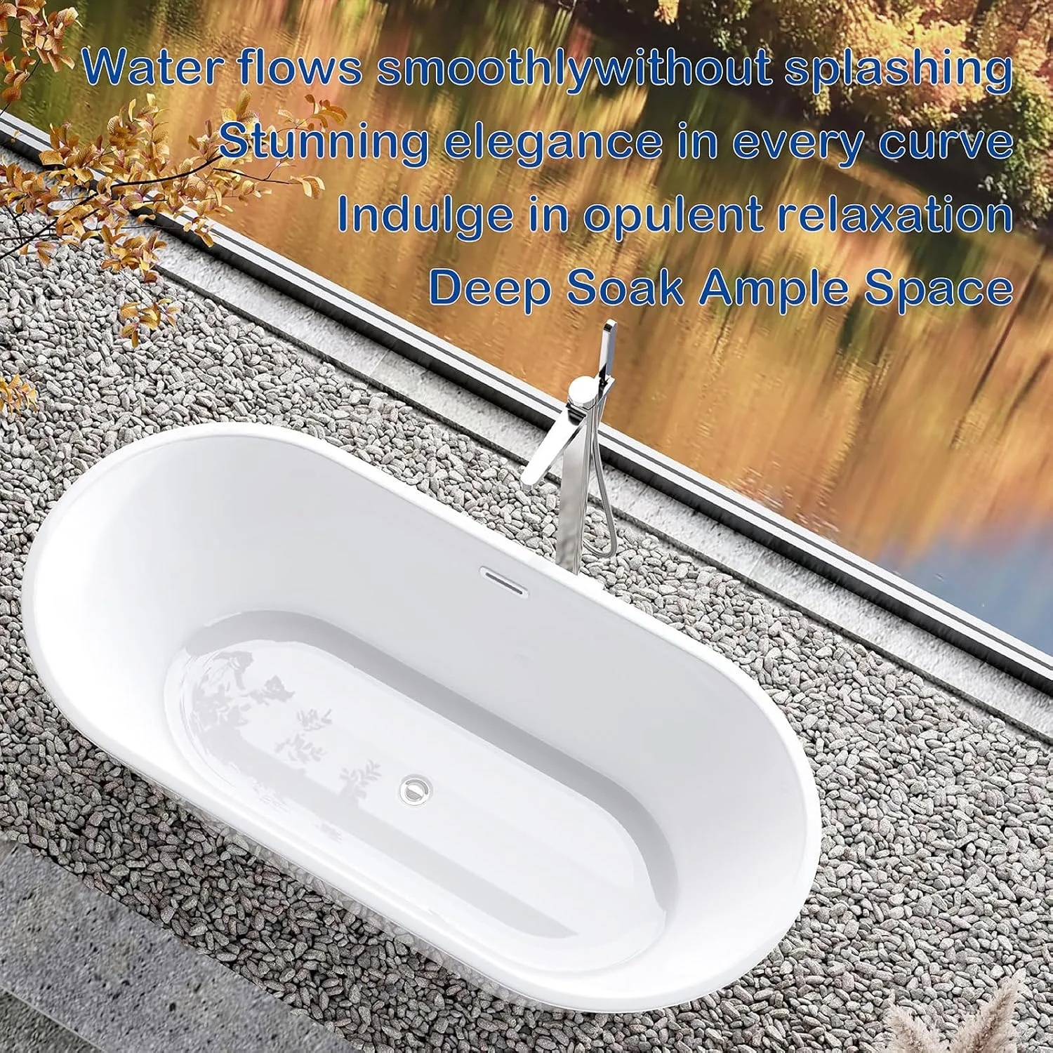 وان حمام آکریلیک ایستاده REAXOAL با تخلیه، 150 * 75 * 58 سانتی متر، سفید وان حمام آکریلیک ایستاده REAXOAL با تخلیه، 150 * 75 * 58 سانتی متر، سفید