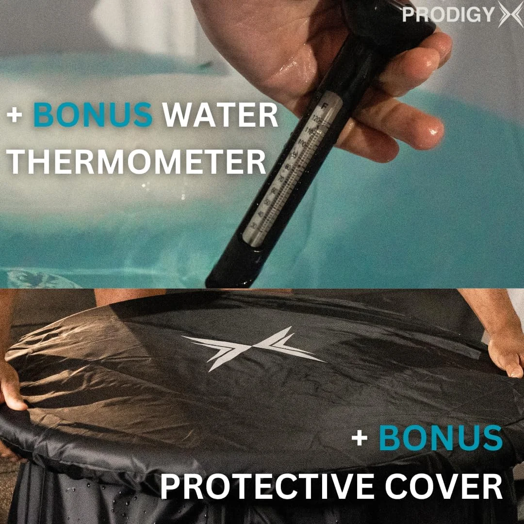 وان حمام یخ Prodigy X - وان سرد برای ورزشکاران بزرگسال - سایز بزرگ، قابل حمل، مناسب فضای باز - دارای درب و دماسنج