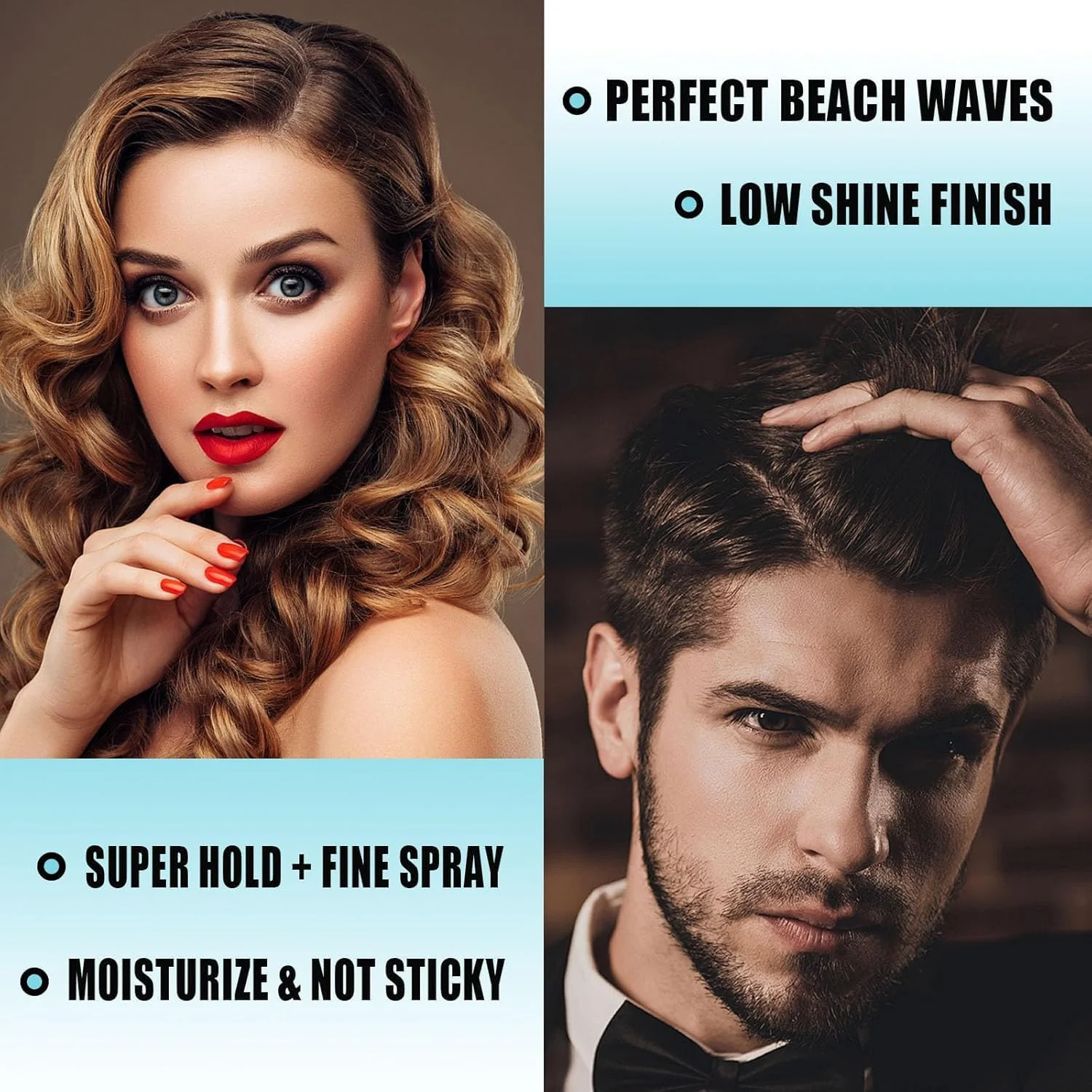 اسپری نمک دریایی آزون برای مردان و زنان، اسپری شانه پذیری انعطاف پذیر، اسپری بافت دهنده موی خشک، اسپری حجم دهنده، محصولات موی موج دار، اسپری مو، اسپری فر کننده، اسپری موج ساحلی (2 عدد)