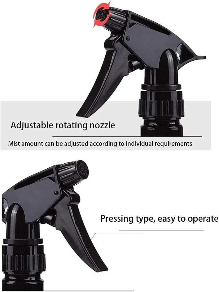 دو عدد بطری اسپری، کتری اسپری آب آرایشگاه پیرایشگاه، بطری اسپری ساده آرایشگری برای آرایشگری، آبیاری گیاهان، اتوکشی و نظافت (مشکی شفاف)