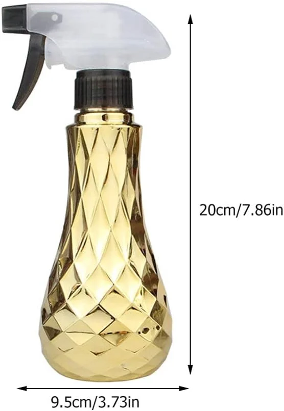بطری اسپری مو کریستالی، بطری اسپری حالت دهنده مو، بطری ماشه ای قابل حمل و قابل پر کردن مجدد برای مراقبت از پوست، مو، آرایش، روغن های ضروری و گیاهان - طلایی