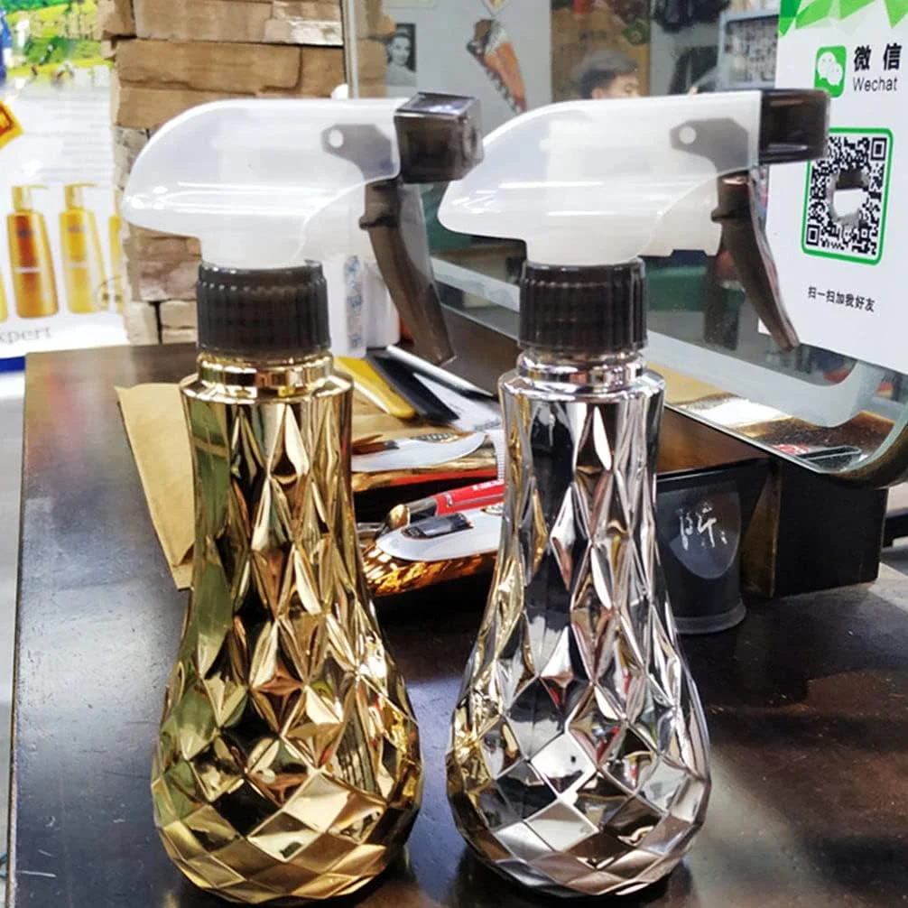 بطری اسپری مو کریستالی، بطری اسپری حالت دهنده مو، بطری ماشه ای قابل حمل و قابل پر کردن مجدد برای مراقبت از پوست، مو، آرایش، روغن های ضروری و گیاهان - طلایی