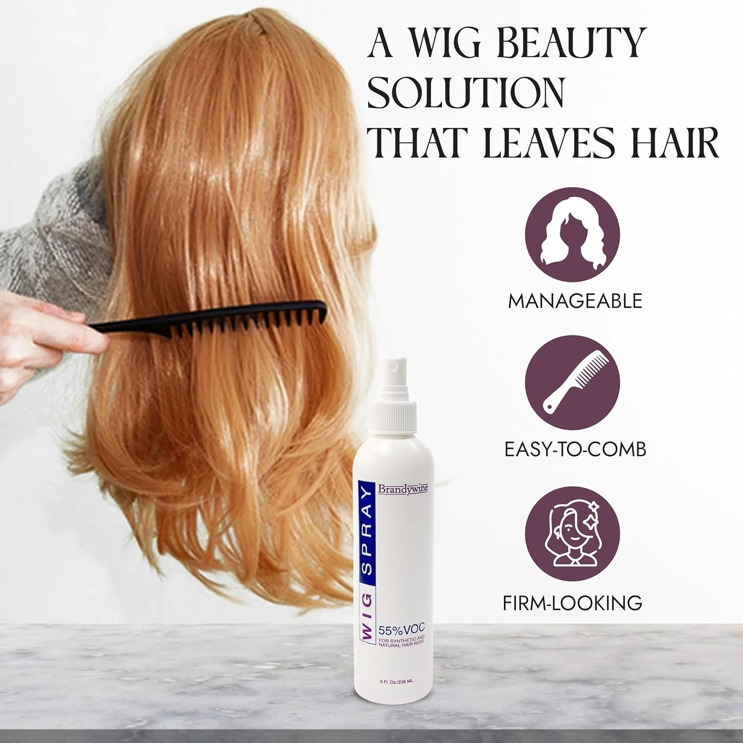 اسپری موی کلاه گیس Brandywine بدون آئروسل برای کلاه گیس های موی مصنوعی و طبیعی (تک بسته)