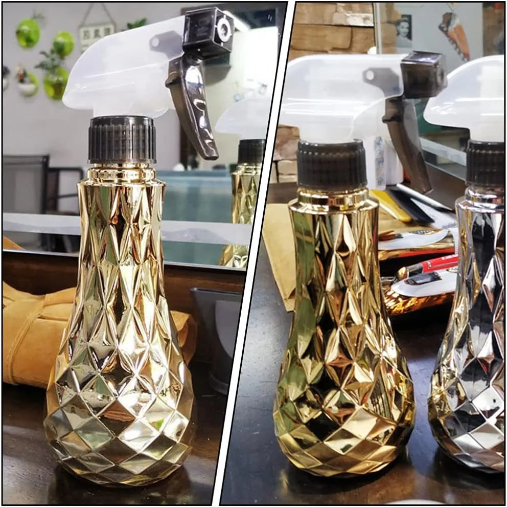 بطری اسپری مو کریستالی، بطری اسپری حالت دهنده مو، بطری ماشه ای قابل حمل و قابل پر کردن مجدد برای مراقبت از پوست، مو، آرایش، روغن های ضروری و گیاهان - طلایی