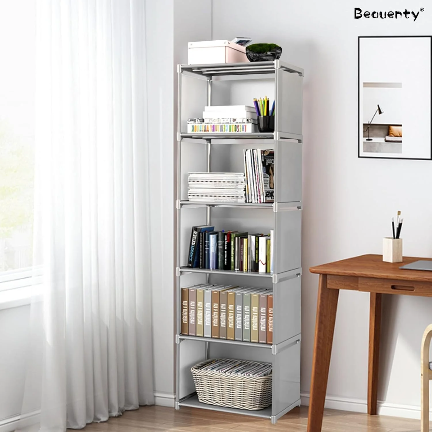 قفسه کتاب مکعبی Beauenty با ابعاد 1-10، کتابخانه پارچه ای نبافته، سازمان دهنده قفسه کتاب ایستاده (8 مکعبی)