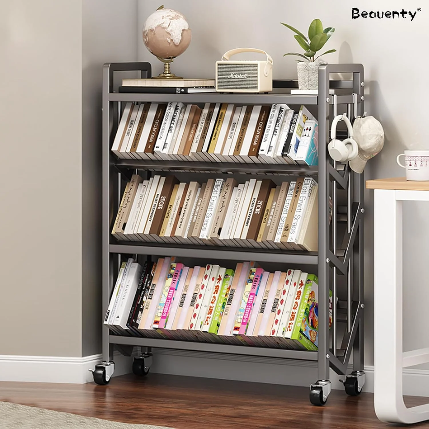 قفسه کتاب متحرک Beauenty با چرخ های قفل شونده، سازمان دهنده کتاب شیب دار ایستاده به عرض 90 سانتی متر، قفسه ذخیره سازی کتاب چرخ دار 2 طبقه (خاکستری - 2 طبقه) قفسه کتاب متحرک Beauenty با چرخ های قفل شونده، سازمان دهنده کتاب شیب دار ایستاده به عرض 90 سانتی متر، قفسه ذخیره سازی کتاب چرخ دار 2 طبقه (خاکستری - 2 طبقه)