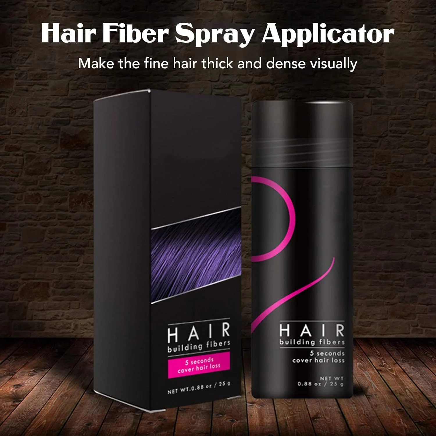 ست فیبر پرپشت کننده مو شامل 1 عدد فیبر پرپشت کننده مو، 1 عدد اسپری نگهدارنده فیبر و 1 عدد اپلیکاتور اسپری فیبر مو برای آقایان و بانوان (قهوه ای تیره)