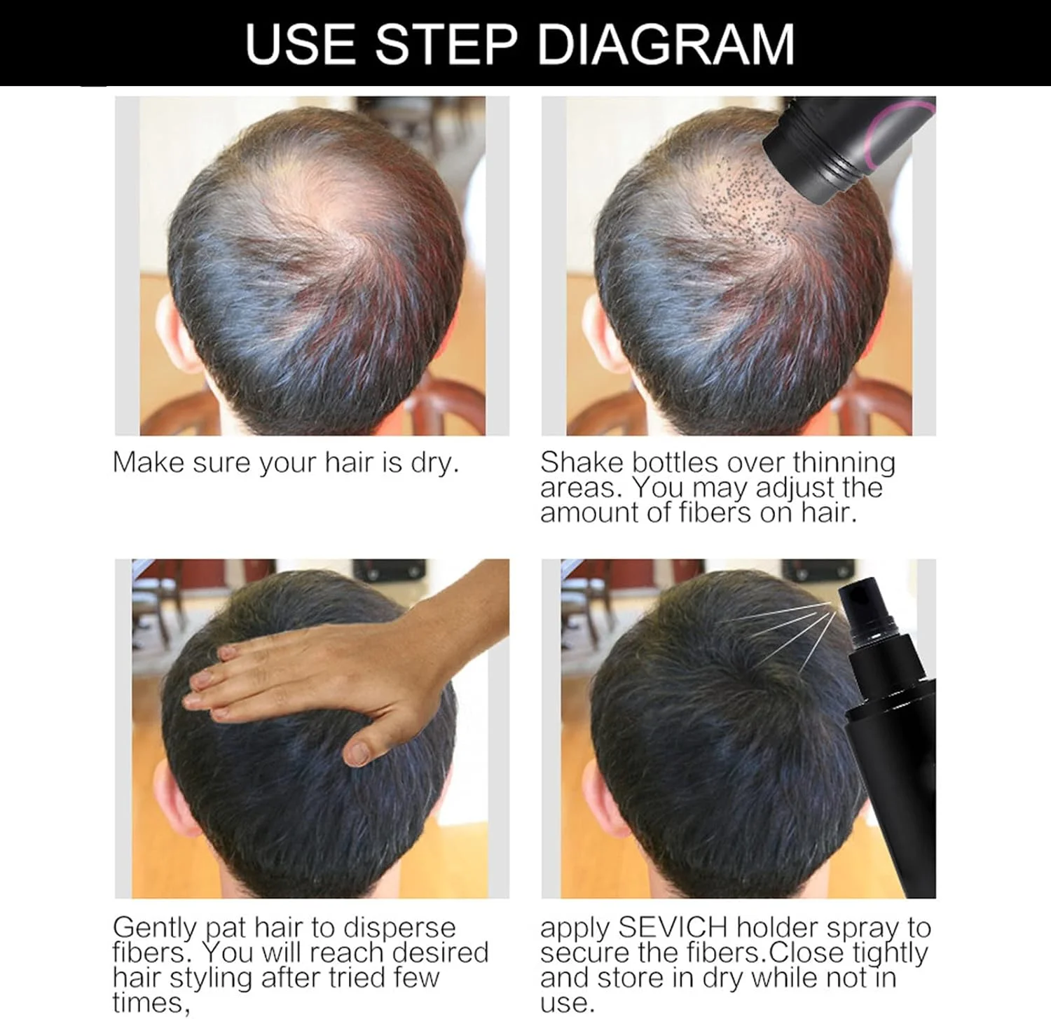 ست فیبر پرپشت کننده مو شامل 1 عدد فیبر پرپشت کننده مو، 1 عدد اسپری نگهدارنده فیبر و 1 عدد اپلیکاتور اسپری فیبر مو برای آقایان و بانوان (قهوه ای تیره)