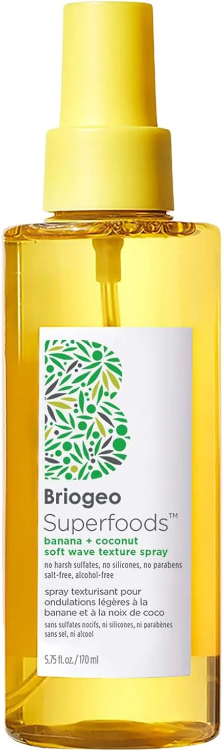 اسپری بافت دهنده موی موز و نارگیل بریوجیو، بدون نمک، بافت نرم و موج دار، اسپری آبرسان برای ایجاد موج های ساحلی، وگان، بدون فتالات و پارابن، 170 میلی لیتر