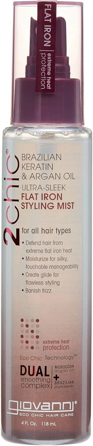 اسپری محافظ حرارتی موی سر جیووانی 2chic مدل Ultra Sleek Flat Iron، 118 میلی لیتر. حاوی فیتوکراتین برزیلی و روغن آرگان مراکشی، فرمول ضد وز، نارگیل، شی باتر، پرو ویتامین B5، محافظ رنگ مو (تک بسته) اسپری محافظ حرارتی موی سر جیووانی 2chic مدل Ultra Sleek Flat Iron، 118 میلی لیتر. حاوی فیتوکراتین برزیلی و روغن آرگان مراکشی، فرمول ضد وز، نارگیل، شی باتر، پرو ویتامین B5، محافظ رنگ مو (تک بسته)