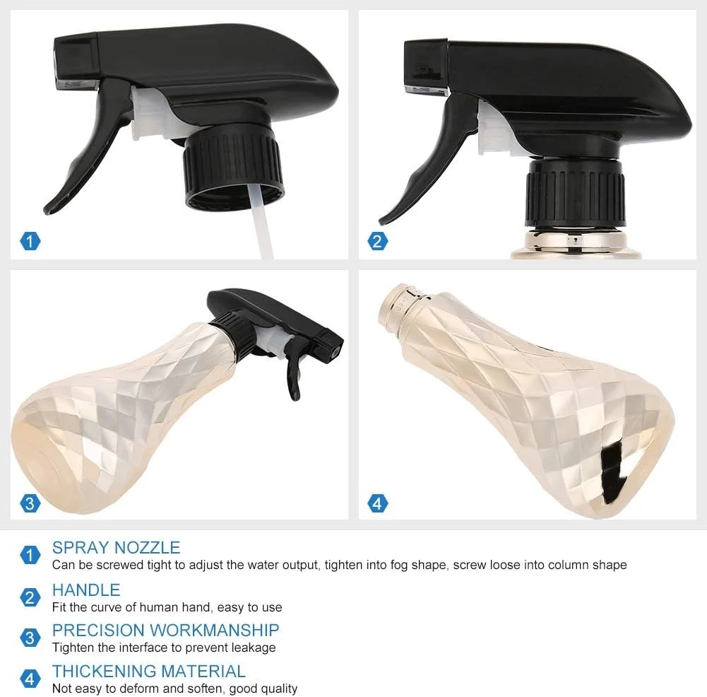 بطری اسپری آب خالی، بطری اسپری آب آرایشگری پلاستیکی قابل شارژ مجدد 300 میلی لیتری، ابزار پیرایش مو برای آبیاری گیاهان و آرایشگری مو در سالن (نقره ای)