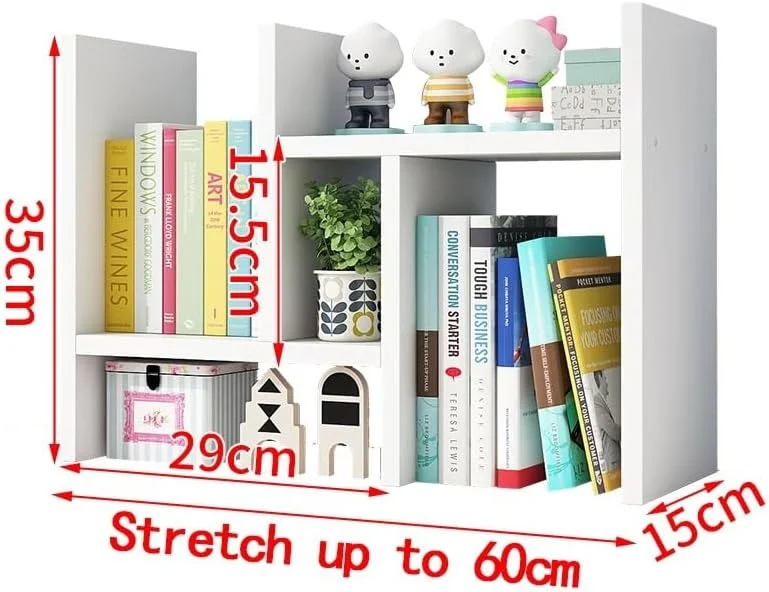 قفسه کتاب تلسکوپی رومیزی ساده BROJAQ، قفسه های رومیزی برای نگهداری کتاب، قفسه مرتب سازی، قفسه نگهداری لوازم اداری، کتابخانه خوابگاه کودکان (بژ)