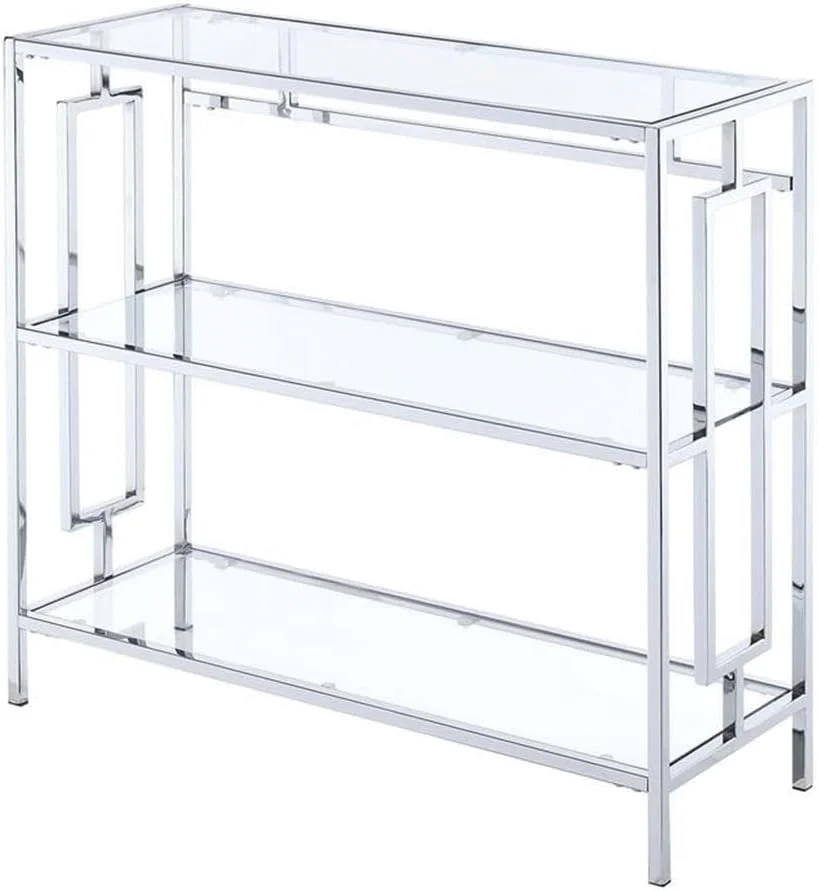 کتابخانه 3 طبقه تاون اسکوئر کانوینینس کانسپتس، شیشه شفاف / قاب کروم کتابخانه 3 طبقه تاون اسکوئر کانوینینس کانسپتس، شیشه شفاف / قاب کروم