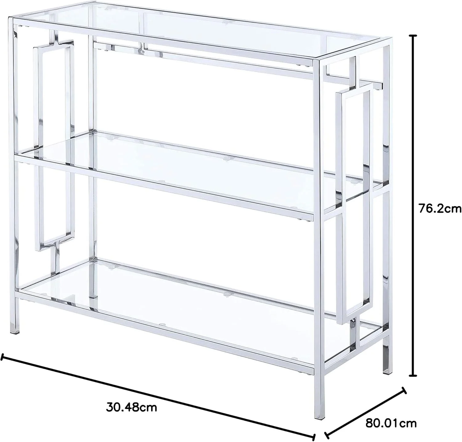 کتابخانه 3 طبقه تاون اسکوئر کانوینینس کانسپتس، شیشه شفاف / قاب کروم کتابخانه 3 طبقه تاون اسکوئر کانوینینس کانسپتس، شیشه شفاف / قاب کروم