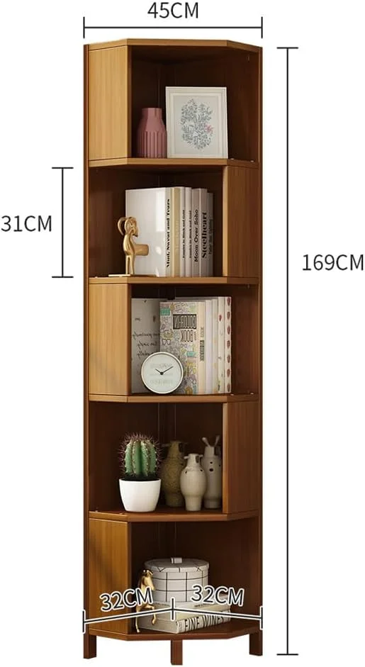 قفسه کتاب گوشه ای 5 طبقه برای اتاق نشیمن، خانه و دفتر کار قفسه کتاب گوشه ای 5 طبقه برای اتاق نشیمن، خانه و دفتر کار