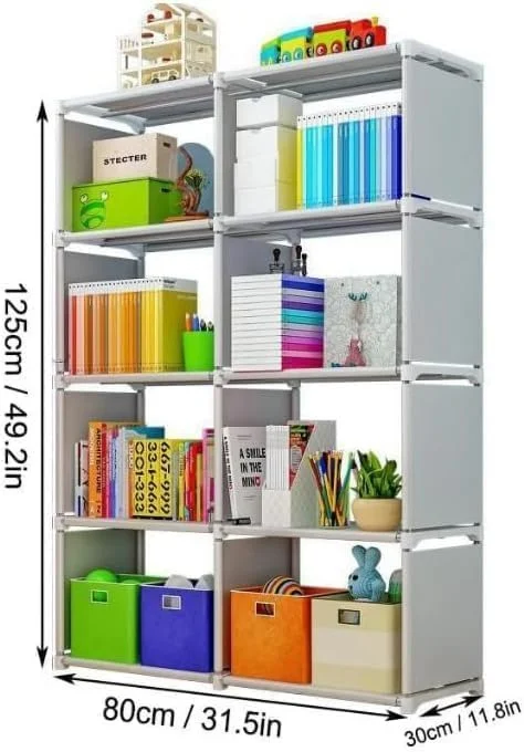 قفسه کتاب 8 محفظه ای، قفسه کتاب چند طبقه با طبقات قابل تنظیم، قفسه کتاب مدرن چوبی و فلزی برای دفتر کار خانگی، اتاق نشیمن، اتاق خواب - صرفه جویی در فضا، محکم و مونتاژ آسان قفسه کتاب 8 محفظه ای، قفسه کتاب چند طبقه با طبقات قابل تنظیم، قفسه کتاب مدرن چوبی و فلزی برای دفتر کار خانگی، اتاق نشیمن، اتاق خواب - صرفه جویی در فضا، محکم و مونتاژ آسان