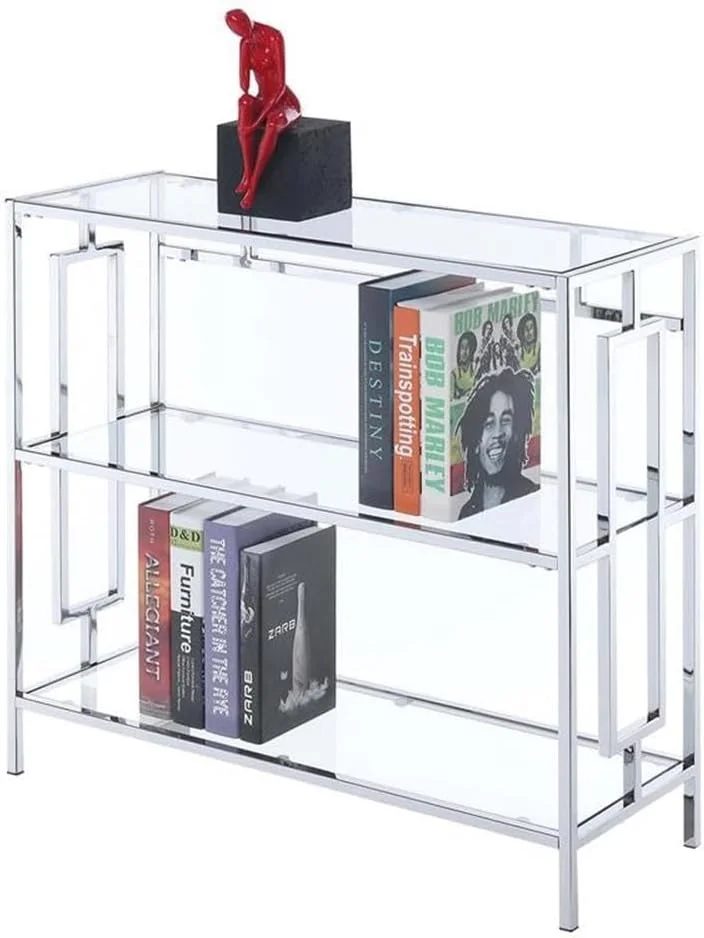 کتابخانه 3 طبقه تاون اسکوئر کانوینینس کانسپتس، شیشه شفاف / قاب کروم کتابخانه 3 طبقه تاون اسکوئر کانوینینس کانسپتس، شیشه شفاف / قاب کروم