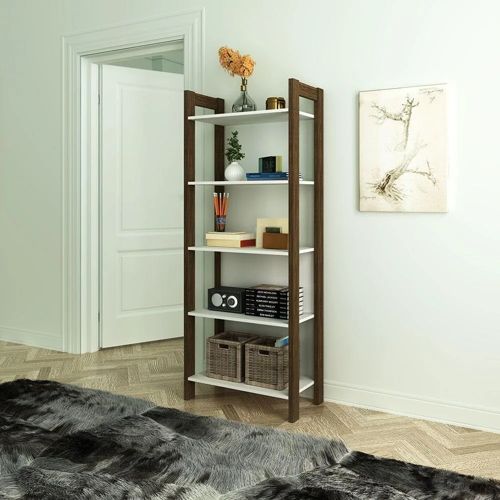 کتابخانه/کابینت نمایش 4 طبقه دانوب هوم مدل Lean | طراحی مدرن، سازمان دهنده چوبی | قفسه نمایش چند منظوره برای دفتر کار خانگی، طول 65 x عرض 35.5 x ارتفاع 165.5 سانتی متر - سفید/گردویی کتابخانه/کابینت نمایش 4 طبقه دانوب هوم مدل Lean | طراحی مدرن، سازمان دهنده چوبی | قفسه نمایش چند منظوره برای دفتر کار خانگی، طول 65 x عرض 35.5 x ارتفاع 165.5 سانتی متر - سفید/گردویی