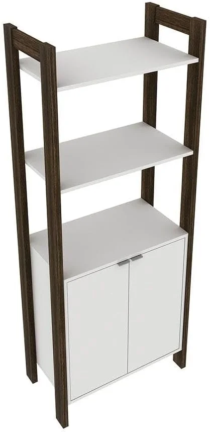 کابینت ویترینی بلند دانوب هوم مدل Lean با 2 درب | کمد سازمان دهنده چوبی با طراحی مدرن | قفسه کتابخانه چند منظوره برای خانه و دفتر کار، طول 65 x عرض 35.5 x ارتفاع 165.5 سانتی متر - سفید/گردویی