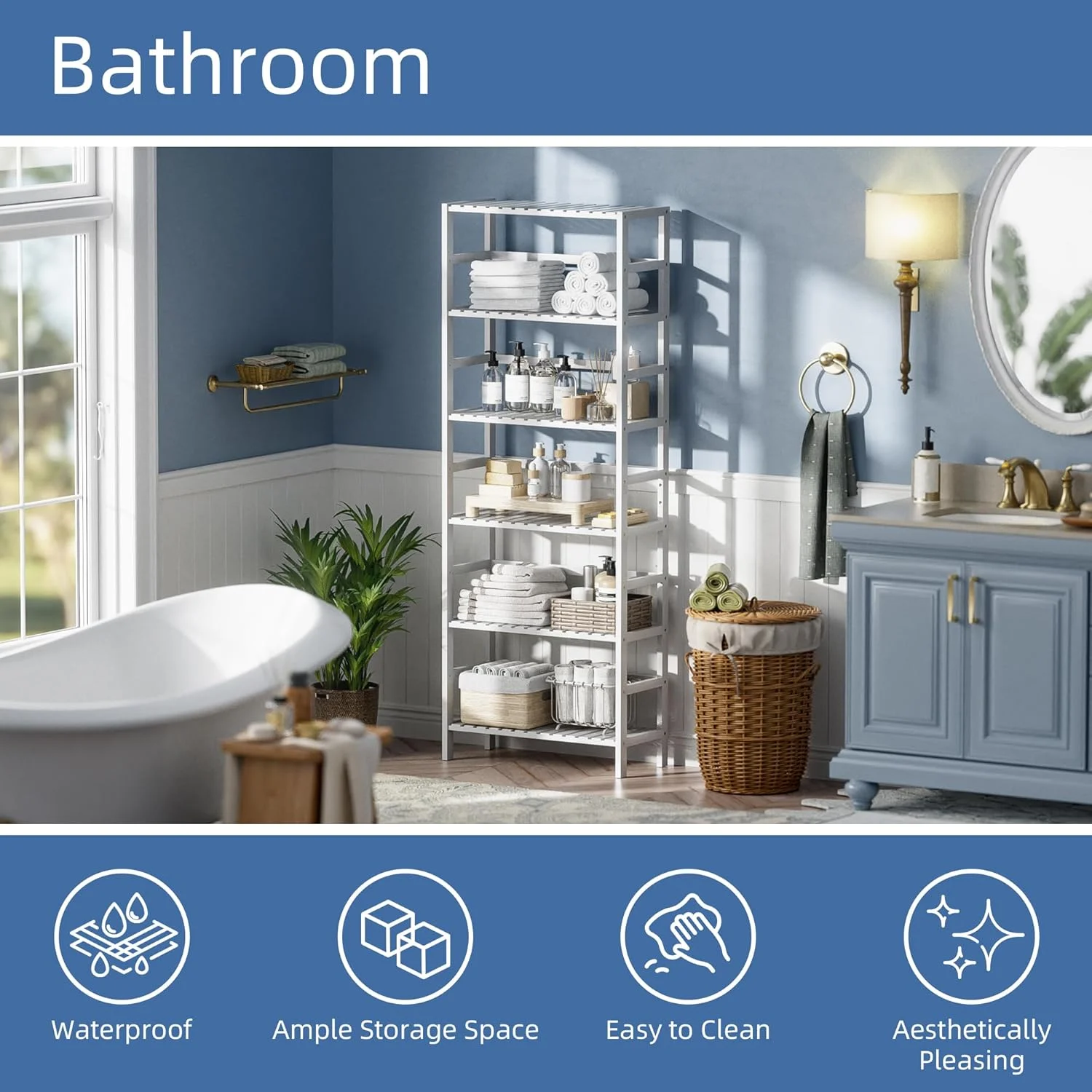 کتابخانه هیت نت، قفسه کتاب بامبو با 6 طبقه قابل تنظیم، سازمان دهنده بزرگ آشپزخانه، استند نمایش گیاه، سفید، ZWJ-6C-WH کتابخانه هیت نت، قفسه کتاب بامبو با 6 طبقه قابل تنظیم، سازمان دهنده بزرگ آشپزخانه، استند نمایش گیاه، سفید، ZWJ-6C-WH