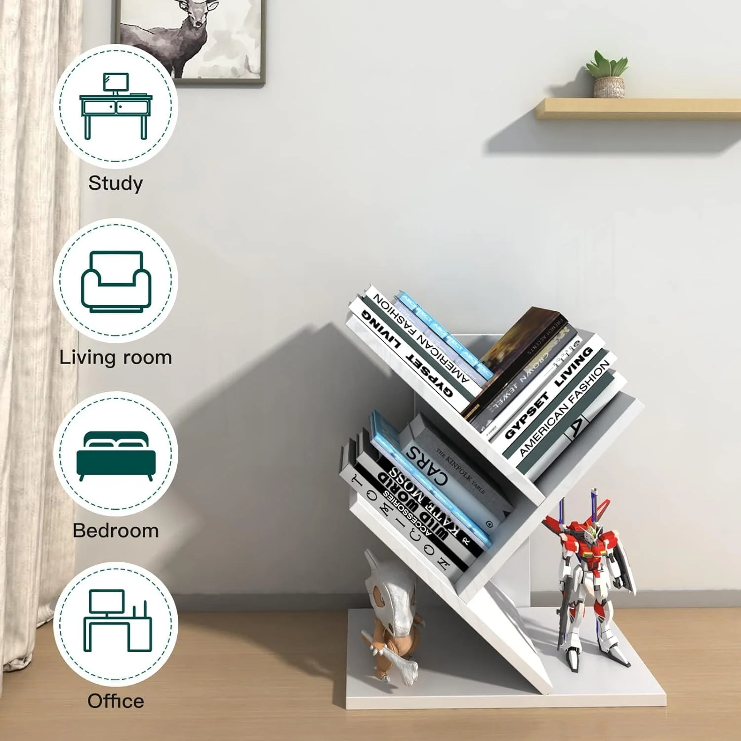 قفسه کتاب ساده رومیزی، قفسه کتاب ایستاده، قفسه کتاب درختی چوبی، قفسه نمایشگر قفسه ذخیره سازی، قفسه کتاب رومیزی اداری برای سی دی/مجله (سفید، درختی) قفسه کتاب ساده رومیزی، قفسه کتاب ایستاده، قفسه کتاب درختی چوبی، قفسه نمایشگر قفسه ذخیره سازی، قفسه کتاب رومیزی اداری برای سی دی/مجله (سفید، درختی)