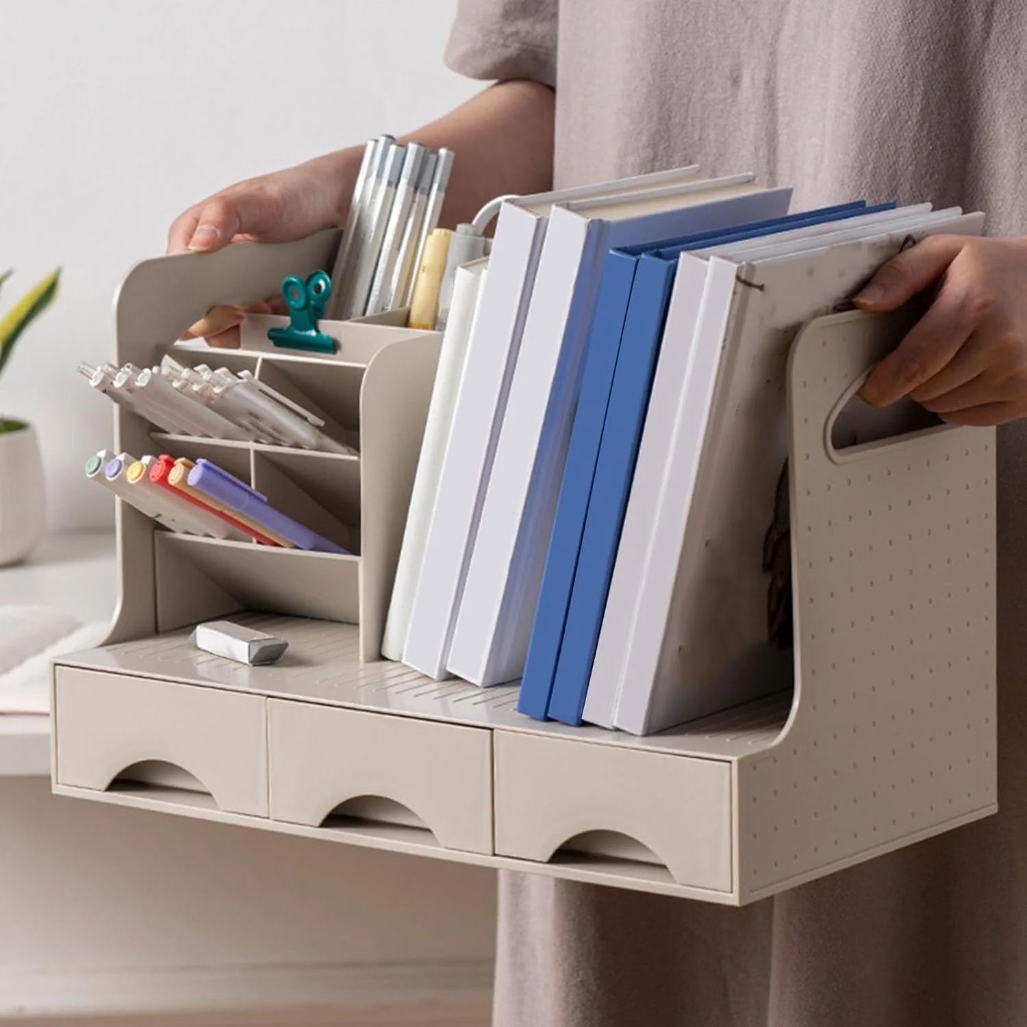 کتابخانه رومیزی کیکومی، چند منظوره، ضد گرد و غبار، صرفه جویی در فضا، ساخته شده از پلاستیک با کشو، سازمان دهنده کتاب رومیزی برای دفتر، مطالعه (همراه با جای قلم) کتابخانه رومیزی کیکومی، چند منظوره، ضد گرد و غبار، صرفه جویی در فضا، ساخته شده از پلاستیک با کشو، سازمان دهنده کتاب رومیزی برای دفتر، مطالعه (همراه با جای قلم)