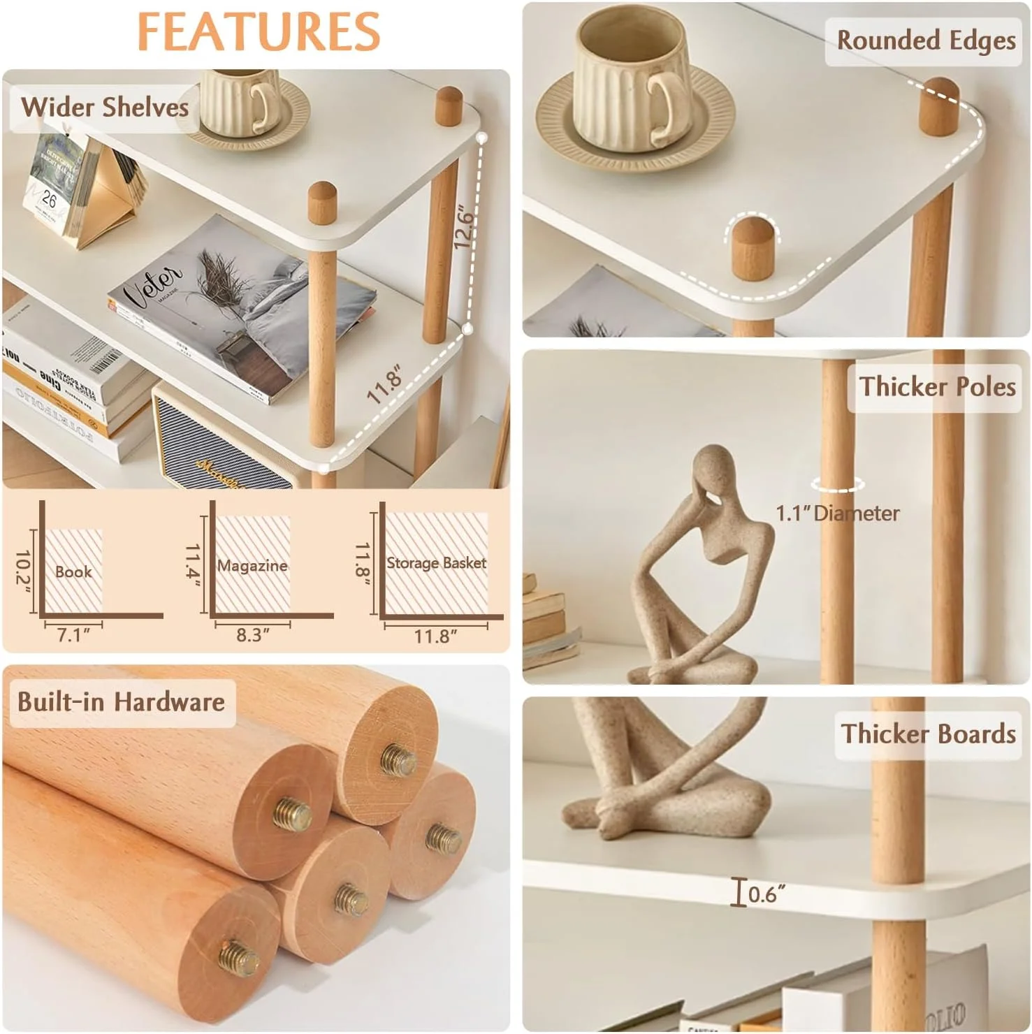 کتابخانه چوبی 3 طبقه IOTXY - قفسه کتاب مدرن باز، قفسه ذخیره سازی مستقل، استند نمایش چند منظوره برای خانه و دفتر، بلوطی، مستطیل کتابخانه چوبی 3 طبقه IOTXY - قفسه کتاب مدرن باز، قفسه ذخیره سازی مستقل، استند نمایش چند منظوره برای خانه و دفتر، بلوطی، مستطیل