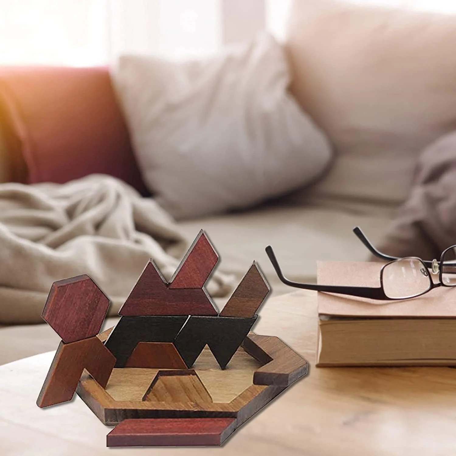 پازل خرسی مومو با پایه شش ضلعی، اسباب بازی فکری و هوشی، هدیه برای کودکان و بزرگسالان