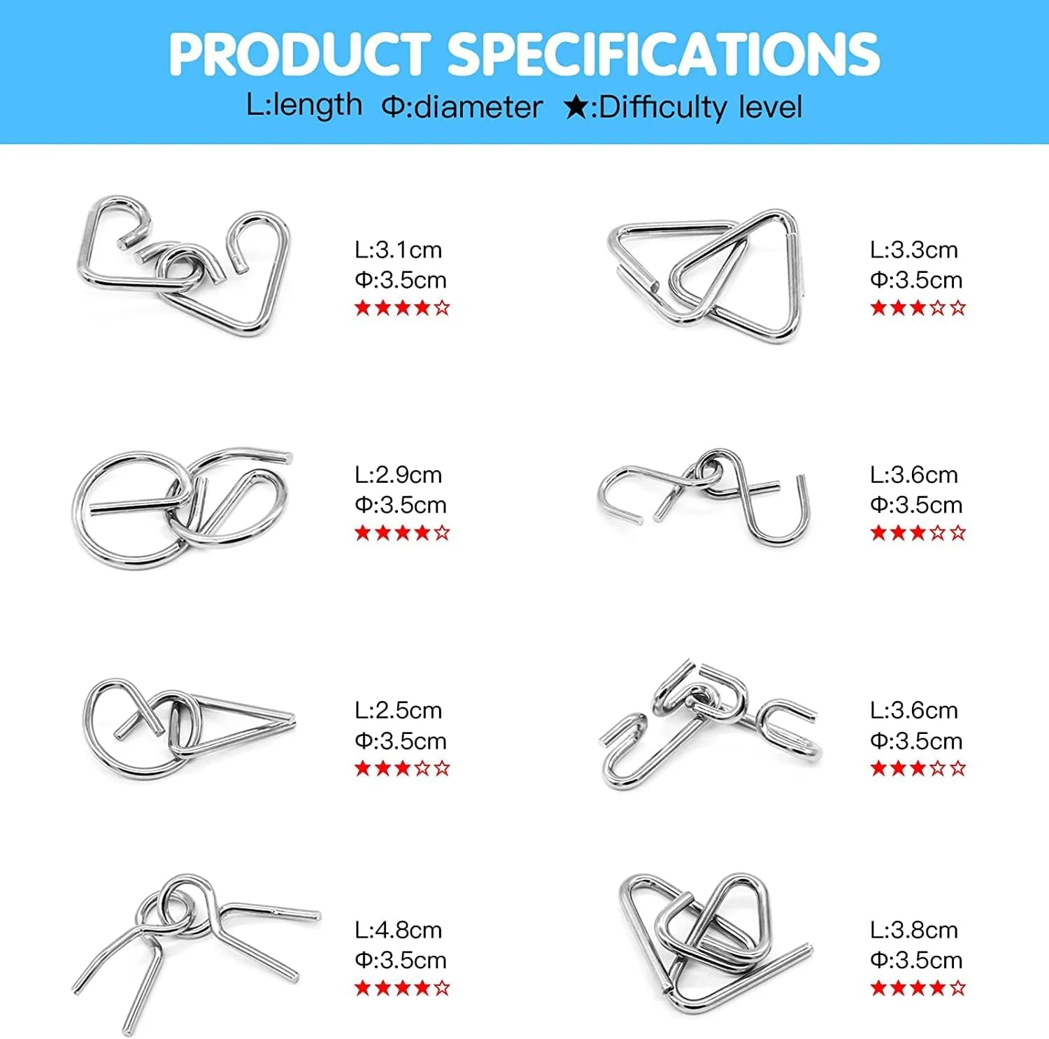 اسباب بازی های فکری Mumoo Bear، بازی فکری تست هوش، پازل های سیمی فلزی، اسباب بازی شعبده بازی، پازل فلزی (16 عددی) اسباب بازی های فکری Mumoo Bear، بازی فکری تست هوش، پازل های سیمی فلزی، اسباب بازی شعبده بازی، پازل فلزی (16 عددی)