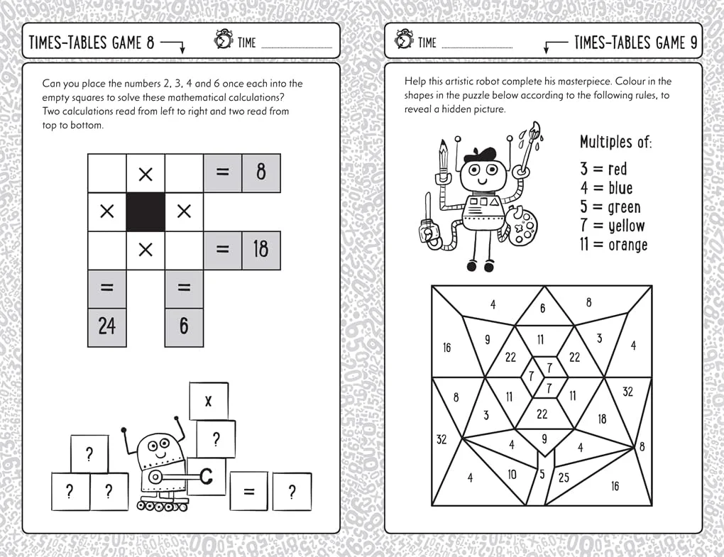 بازی های جدول ضرب برای بچه های باهوش: بیش از 100 پازل برای تمرین ذهن شما بازی های جدول ضرب برای بچه های باهوش: بیش از 100 پازل برای تمرین ذهن شما